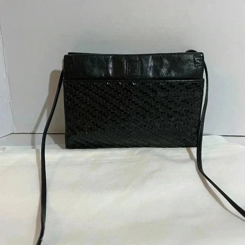 Fendi black woven weave leather crossbody handbag - Picture 14 of 16